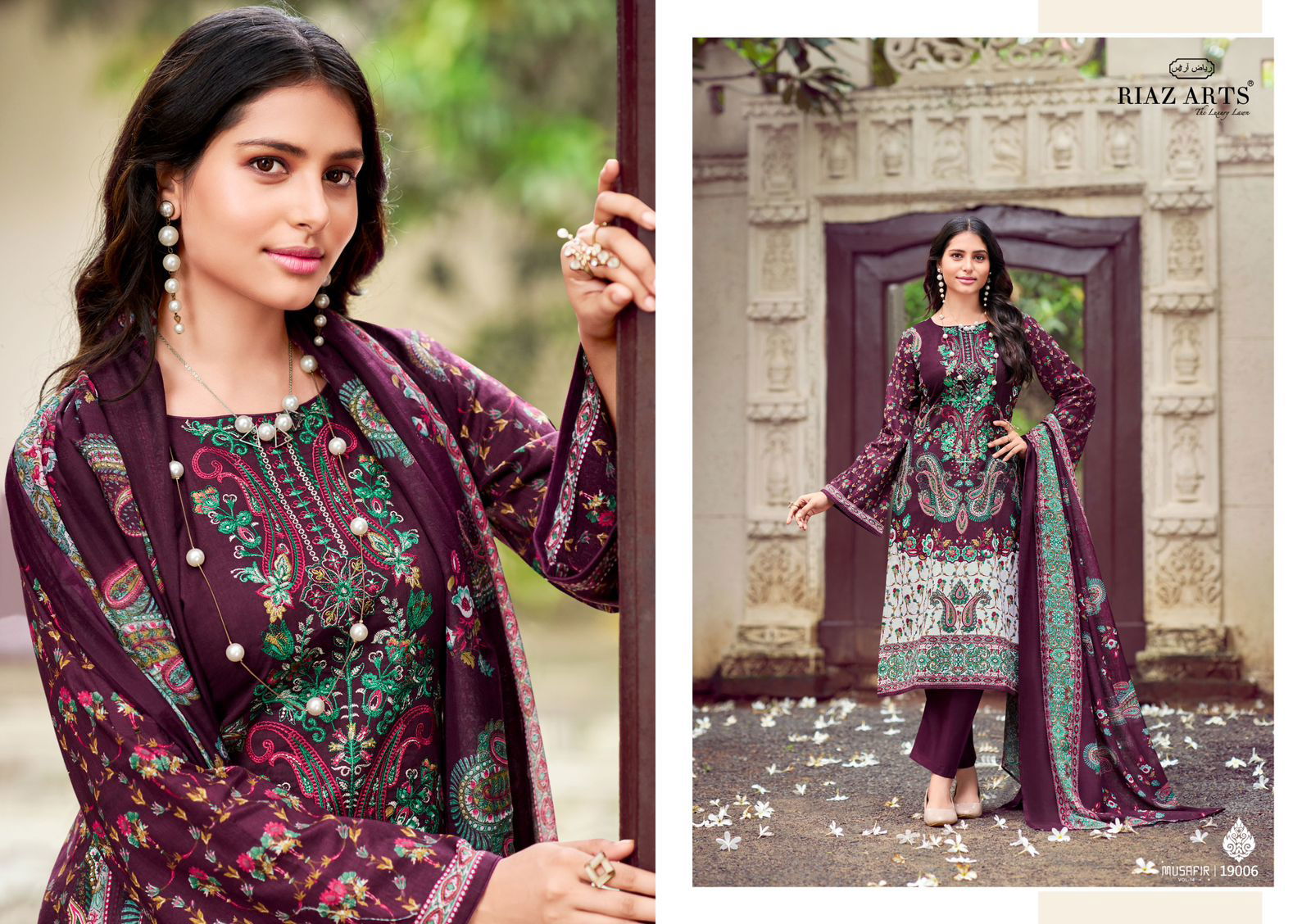 Musafir Vol 14 By Riaz Arts Pakistani Printed Dress Material Wholesale Price In Surat
